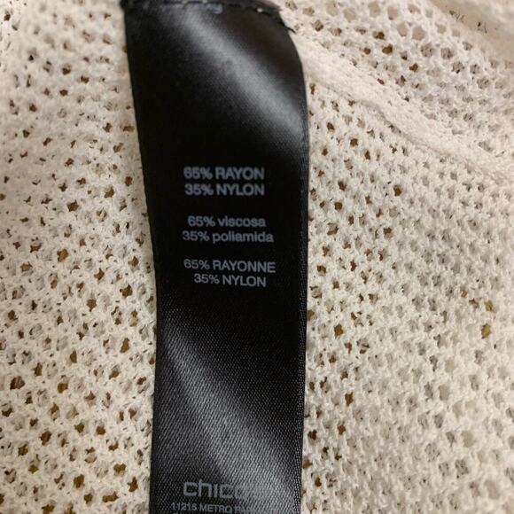 Chicos Travelers Collection Long White Sheer Mesh Cardigan - Size 2P - Picture 8 of 11